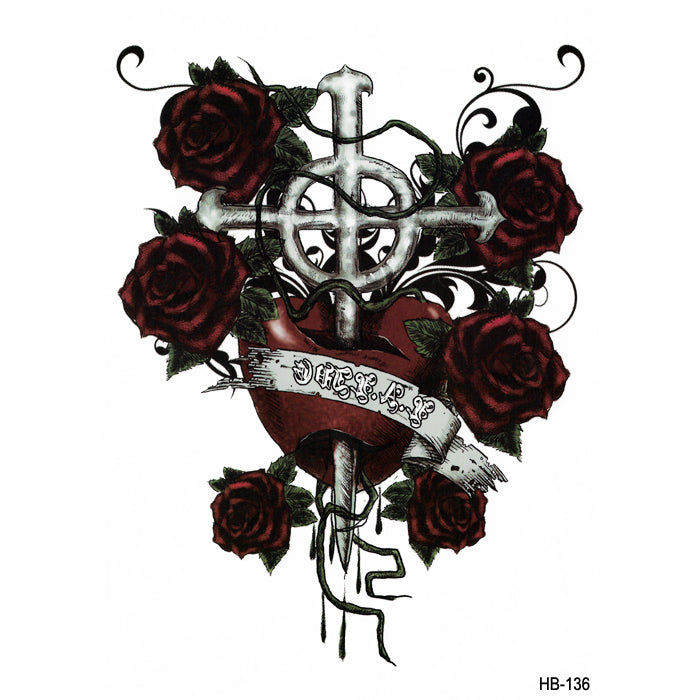 HB136 RED ROSE AND CROSS OF CHRIST